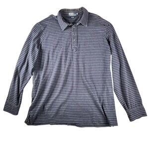 Vtg Polo Ralph Lauren Polo Shirt Mens 2XL Blue Gray Striped Long Sleeve Golf